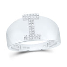 Sterling Silver Diamond Initial "I" Men's Ring 1/10 Cttw - Splendid Jewellery