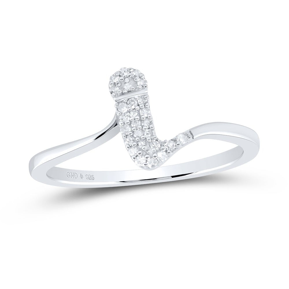 Sterling Silver Diamond Initial "I" Women's Ring 1/10 Cttw - Splendid Jewellery