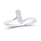 Sterling Silver Diamond Initial "I" Women's Ring 1/10 Cttw - Splendid Jewellery