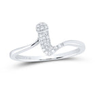 Sterling Silver Diamond Initial "I" Women's Ring 1/10 Cttw - Splendid Jewellery