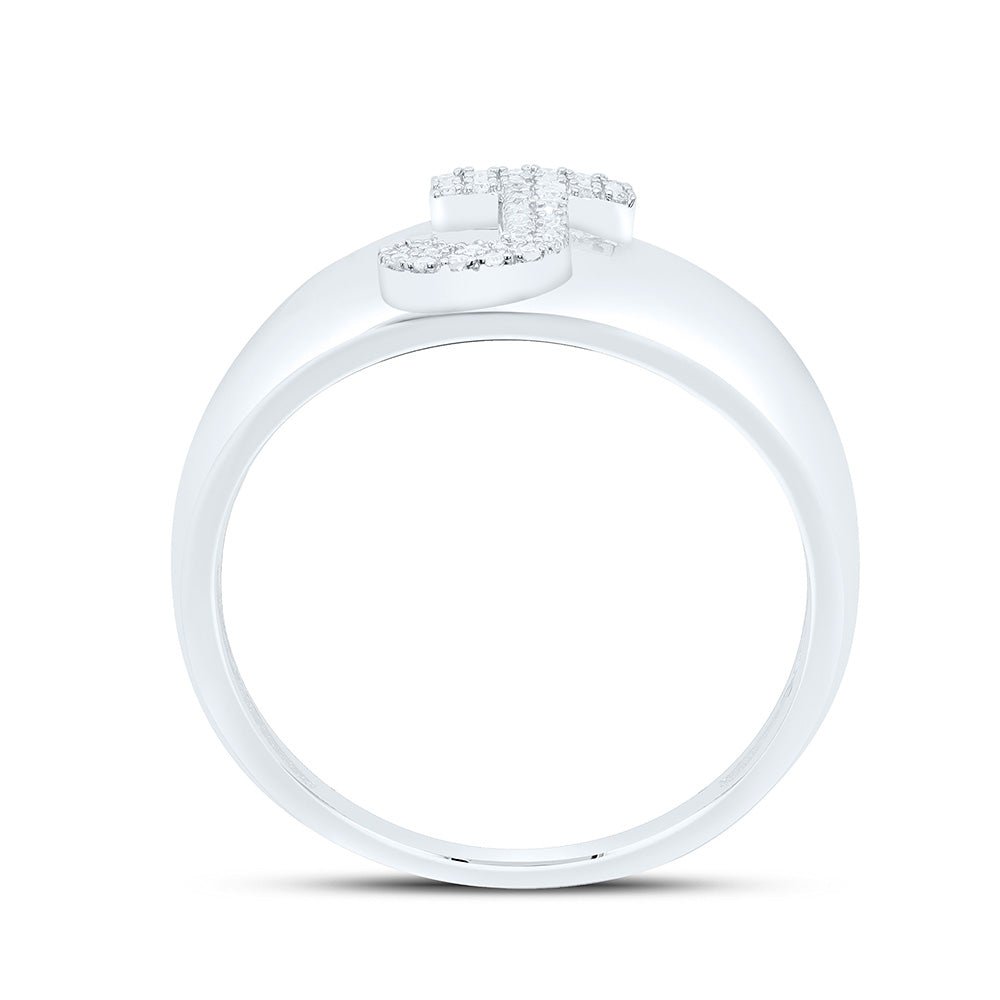 Sterling Silver Diamond Initial "J" Men's Ring 1/10 Cttw - Splendid Jewellery