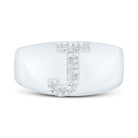 Sterling Silver Diamond Initial "J" Men's Ring 1/10 Cttw - Splendid Jewellery