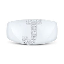 Load image into Gallery viewer, Sterling Silver Diamond Initial "J" Men's Ring 1/10 Cttw - Splendid Jewellery