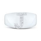 Sterling Silver Diamond Initial "J" Men's Ring 1/10 Cttw - Splendid Jewellery