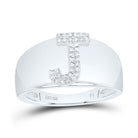 Sterling Silver Diamond Initial "J" Men's Ring 1/10 Cttw - Splendid Jewellery