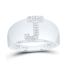 Load image into Gallery viewer, Sterling Silver Diamond Initial "J" Men's Ring 1/10 Cttw - Splendid Jewellery