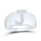 Sterling Silver Diamond Initial "J" Men's Ring 1/10 Cttw - Splendid Jewellery