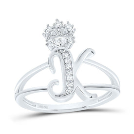 Sterling Silver Diamond Initial 