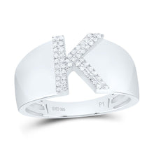 Load image into Gallery viewer, Sterling Silver Diamond Initial "K" Men's Ring 1/8 Cttw - Splendid Jewellery