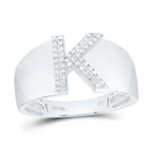 Sterling Silver Diamond Initial "K" Men's Ring 1/8 Cttw - Splendid Jewellery