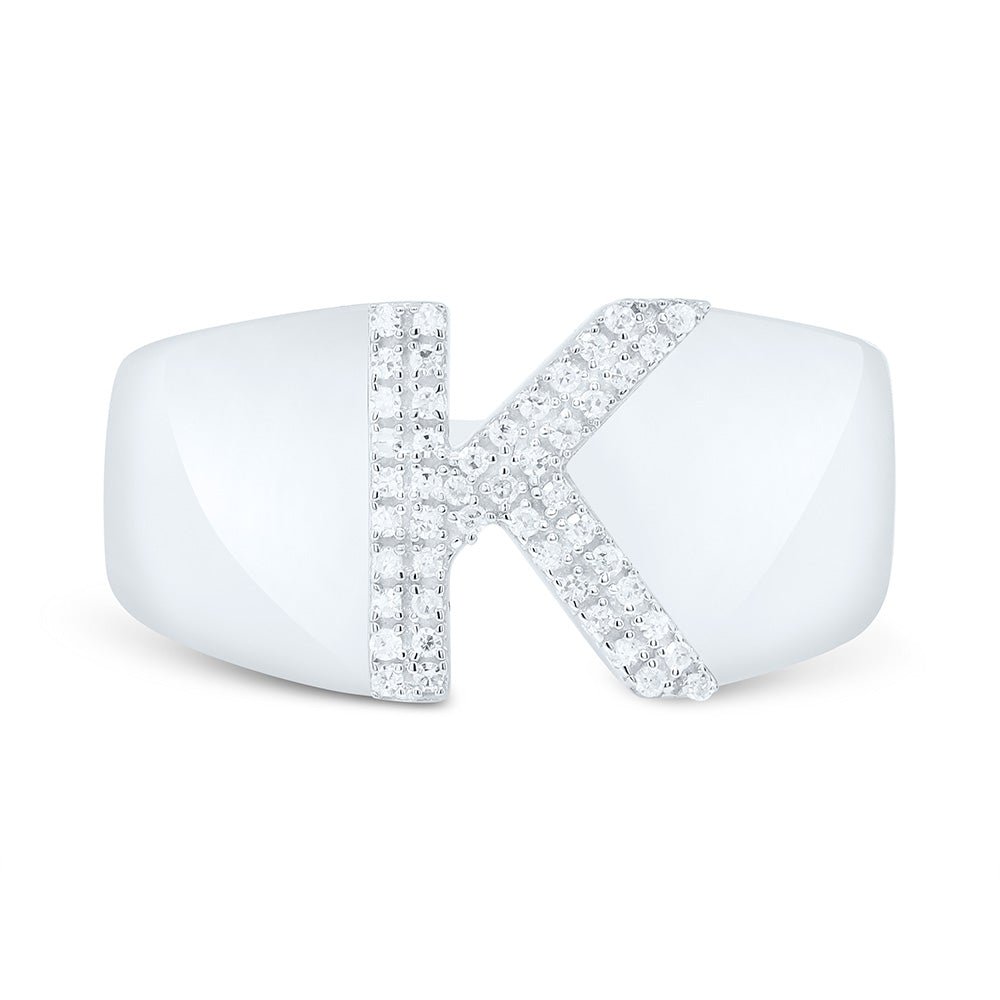 Sterling Silver Diamond Initial "K" Men's Ring 1/8 Cttw - Splendid Jewellery