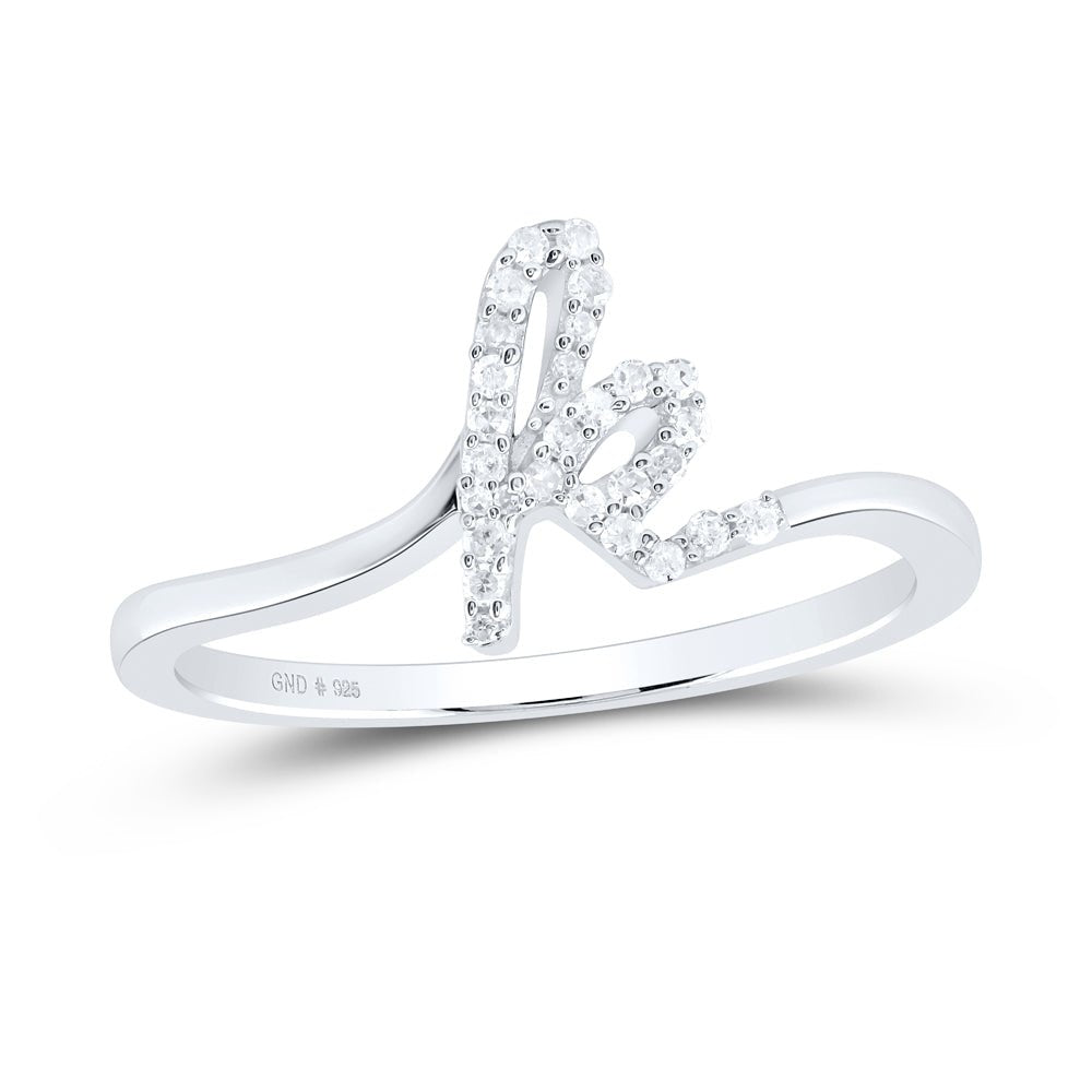 Sterling Silver Diamond Initial "K" Women's Ring 1/10 Cttw - Splendid Jewellery