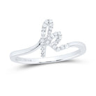 Sterling Silver Diamond Initial "K" Women's Ring 1/10 Cttw - Splendid Jewellery