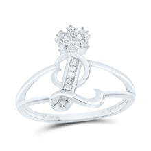 Load image into Gallery viewer, Sterling Silver Diamond Initial "L" Crown Women's Ring 1/12 Cttw - Splendid Jewellery