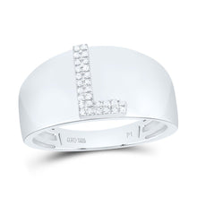 Load image into Gallery viewer, Sterling Silver Diamond Initial "L" Men's Ring 1/12 Cttw - Splendid Jewellery