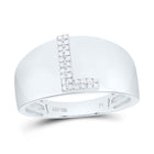 Sterling Silver Diamond Initial "L" Men's Ring 1/12 Cttw - Splendid Jewellery