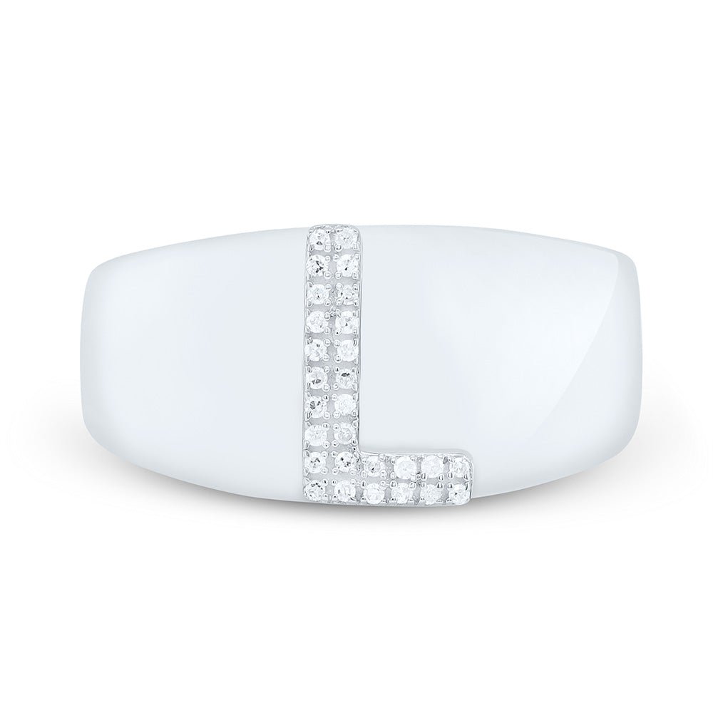 Sterling Silver Diamond Initial "L" Men's Ring 1/12 Cttw - Splendid Jewellery