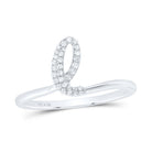 Sterling Silver Diamond Initial "L" Women's Ring 1/10 Cttw - Splendid Jewellery