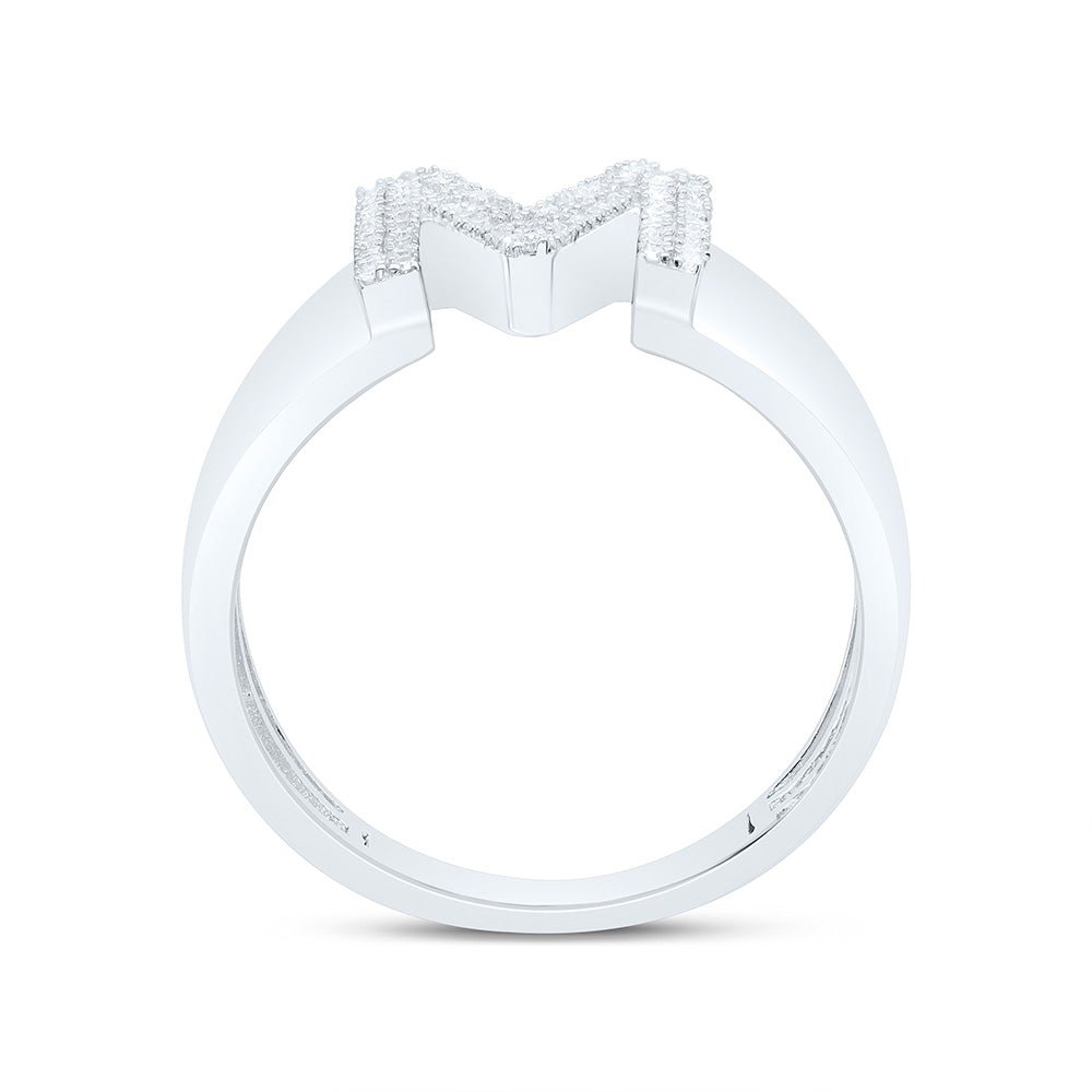 Sterling Silver Diamond Initial "M" Men's Ring 1/5 Cttw - Splendid Jewellery