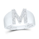 Sterling Silver Diamond Initial "M" Men's Ring 1/5 Cttw - Splendid Jewellery