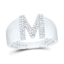 Load image into Gallery viewer, Sterling Silver Diamond Initial "M" Men's Ring 1/5 Cttw - Splendid Jewellery