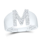 Sterling Silver Diamond Initial "M" Men's Ring 1/5 Cttw - Splendid Jewellery