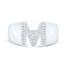 Sterling Silver Diamond Initial "M" Men's Ring 1/5 Cttw - Splendid Jewellery