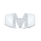 Sterling Silver Diamond Initial "M" Men's Ring 1/5 Cttw - Splendid Jewellery