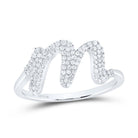 Sterling Silver Diamond Initial "M" Women's Ring 1/4 Cttw - Splendid Jewellery