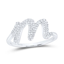 Load image into Gallery viewer, Sterling Silver Diamond Initial "M" Women's Ring 1/4 Cttw - Splendid Jewellery