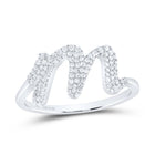 Sterling Silver Diamond Initial "M" Women's Ring 1/4 Cttw - Splendid Jewellery