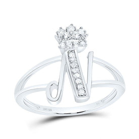 Sterling Silver Diamond Initial 