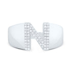 Sterling Silver Diamond Initial "N" Men's Ring 1/6 Cttw - Splendid Jewellery