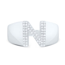 Load image into Gallery viewer, Sterling Silver Diamond Initial "N" Men's Ring 1/6 Cttw - Splendid Jewellery