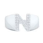 Sterling Silver Diamond Initial "N" Men's Ring 1/6 Cttw - Splendid Jewellery