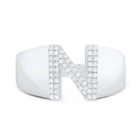 Sterling Silver Diamond Initial 