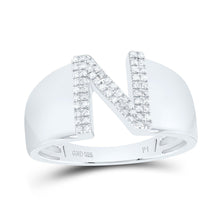 Load image into Gallery viewer, Sterling Silver Diamond Initial "N" Men's Ring 1/6 Cttw - Splendid Jewellery