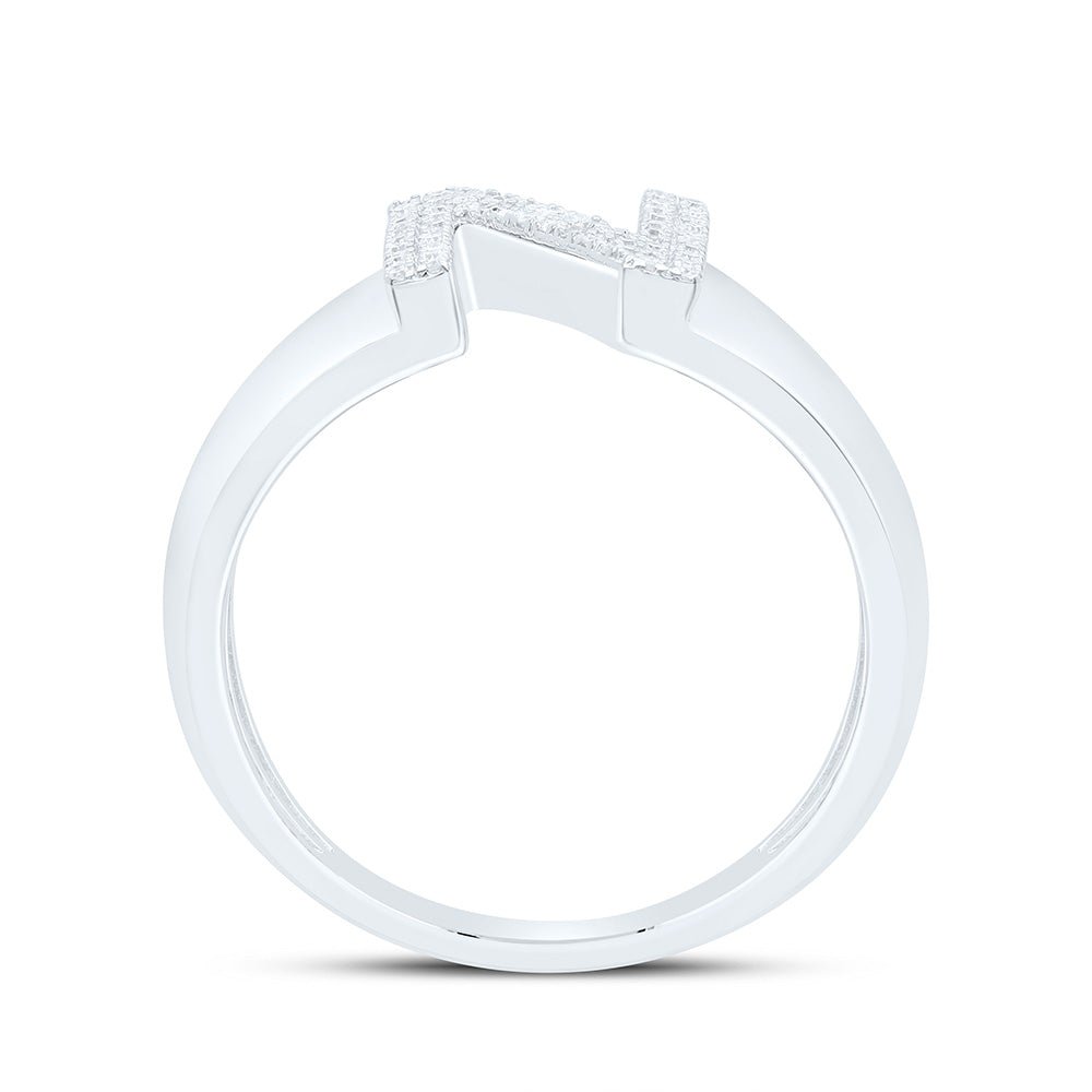 Sterling Silver Diamond Initial "N" Men's Ring 1/6 Cttw - Splendid Jewellery