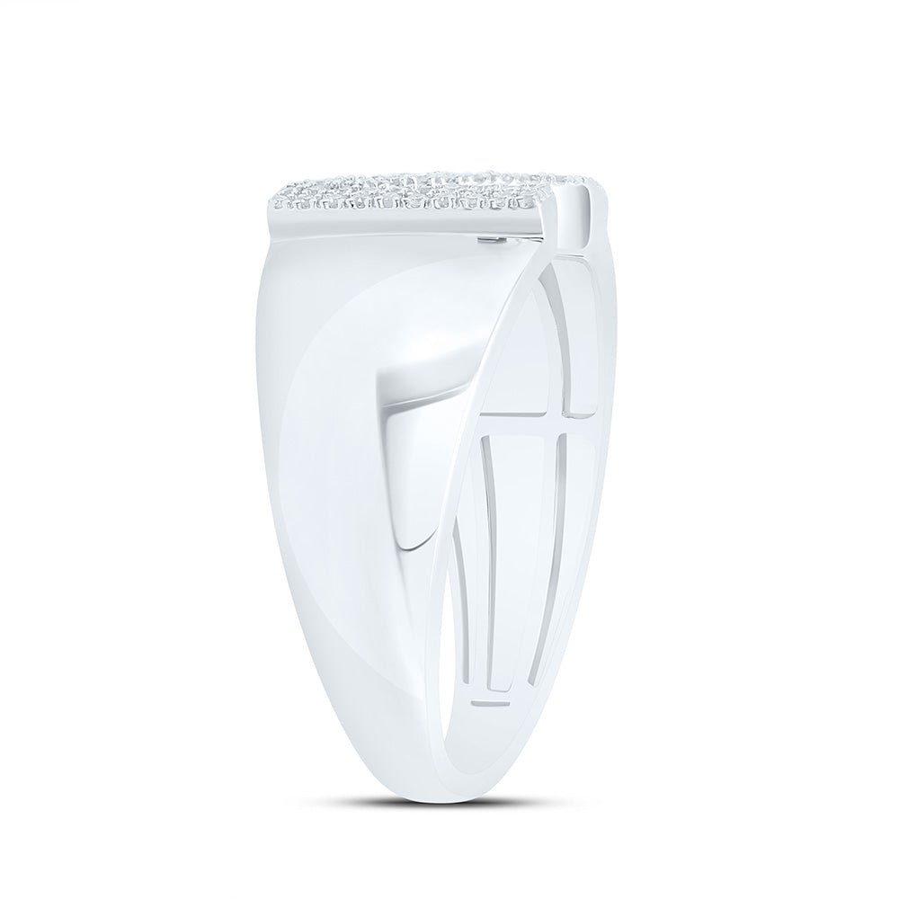 Sterling Silver Diamond Initial "N" Men's Ring 1/6 Cttw - Splendid Jewellery