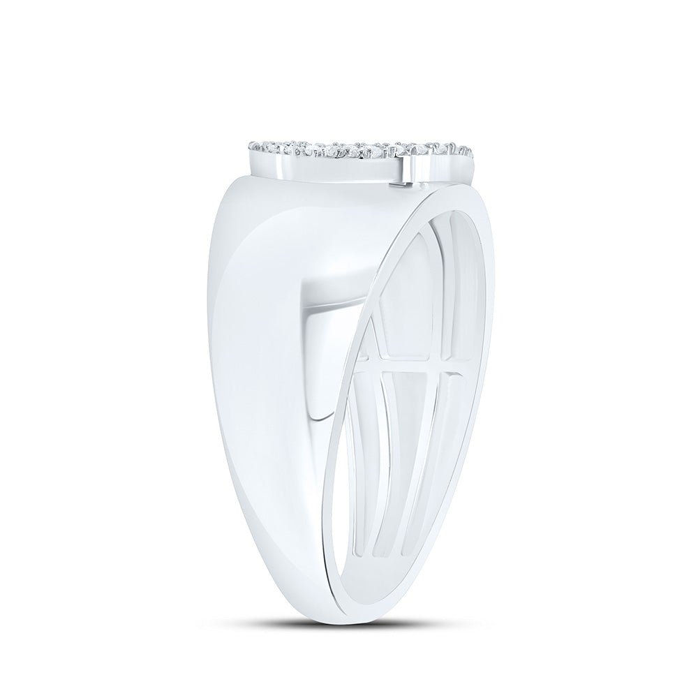 Sterling Silver Diamond Initial "O" Men's Ring 1/8 Cttw - Splendid Jewellery