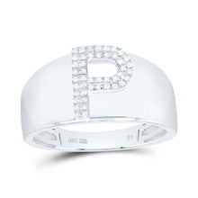 Load image into Gallery viewer, Sterling Silver Diamond Initial "P" Men's Ring 1/8 Cttw - Splendid Jewellery