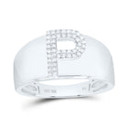 Sterling Silver Diamond Initial "P" Men's Ring 1/8 Cttw - Splendid Jewellery