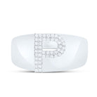 Sterling Silver Diamond Initial "P" Men's Ring 1/8 Cttw - Splendid Jewellery