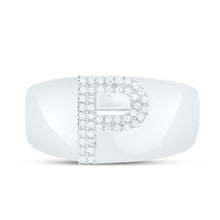 Load image into Gallery viewer, Sterling Silver Diamond Initial "P" Men's Ring 1/8 Cttw - Splendid Jewellery