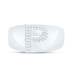 Sterling Silver Diamond Initial "P" Men's Ring 1/8 Cttw - Splendid Jewellery