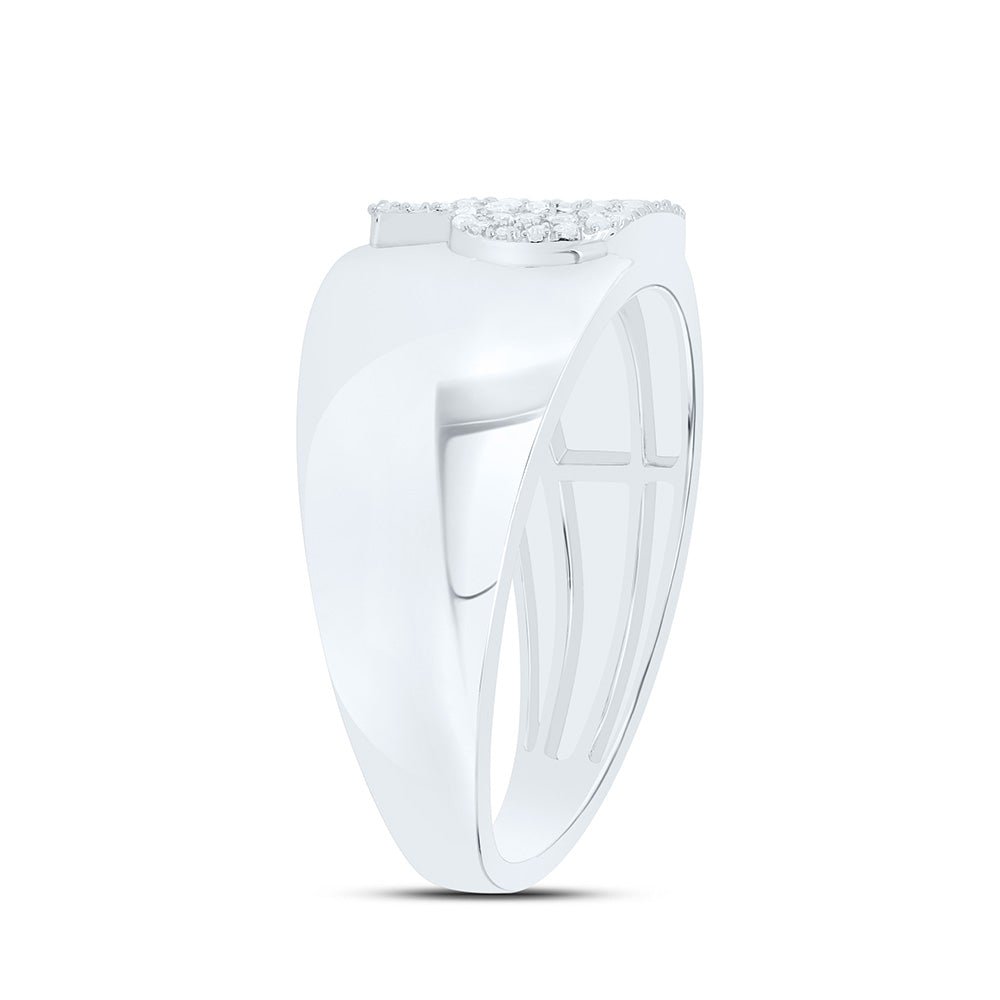 Sterling Silver Diamond Initial "P" Men's Ring 1/8 Cttw - Splendid Jewellery