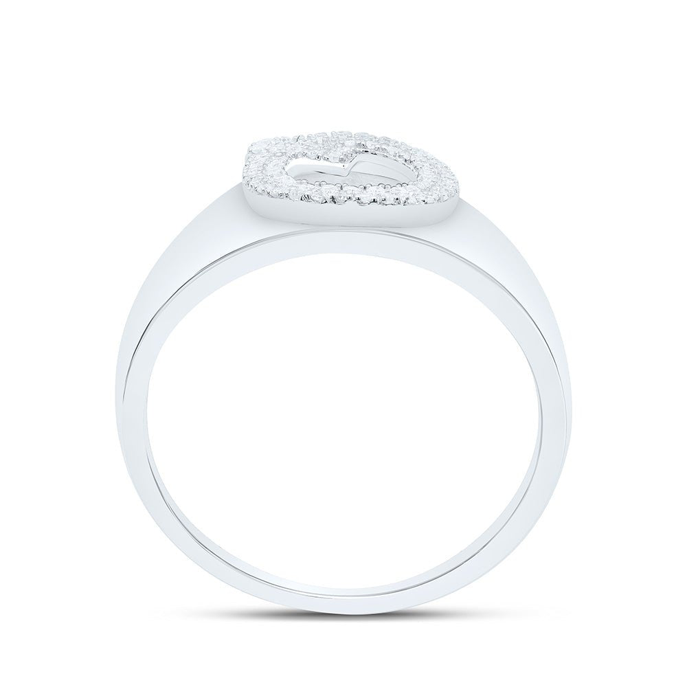 Sterling Silver Diamond Initial "Q" Men's Ring 1/6 Cttw - Splendid Jewellery