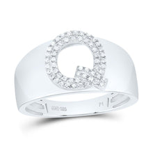 Load image into Gallery viewer, Sterling Silver Diamond Initial "Q" Men's Ring 1/6 Cttw - Splendid Jewellery