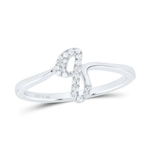Load image into Gallery viewer, Sterling Silver Diamond Initial "Q" Women's Ring 1/12 Cttw - Splendid Jewellery