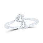 Sterling Silver Diamond Initial "Q" Women's Ring 1/12 Cttw - Splendid Jewellery